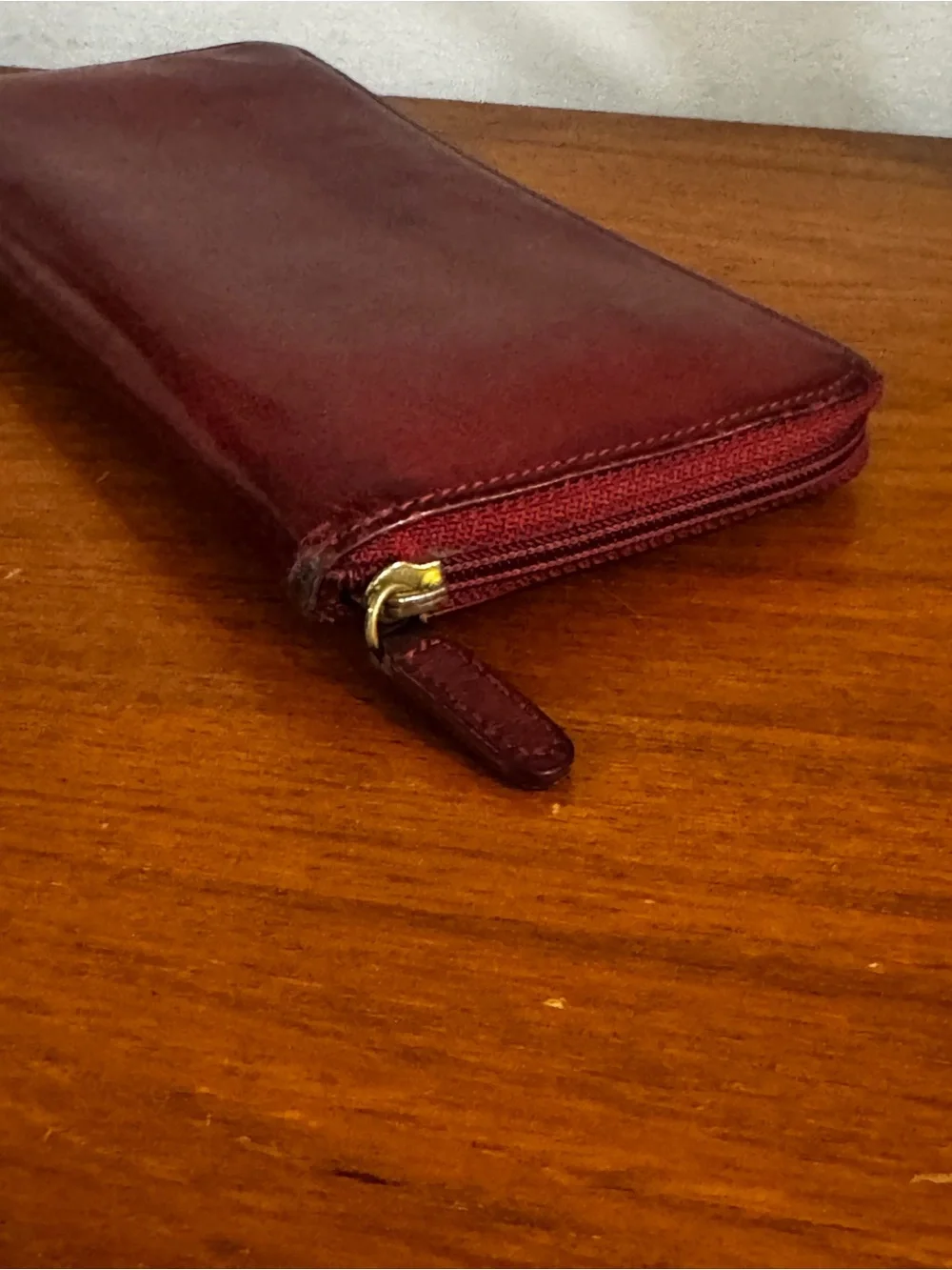 Coach vintage Leather Zip-Around Wallet in Deep Red